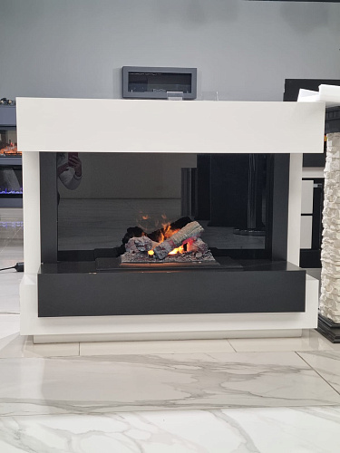 Биокамин Dimplex Cube очаг Cassette 400 LNH-INT (с дровами) белый с черным (выставочный образец)_0